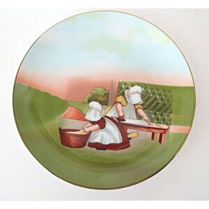 Royal Bayreuth Germany 1974 Sun-Bonnet Babies Tuesday "Ironing" Collector Plate